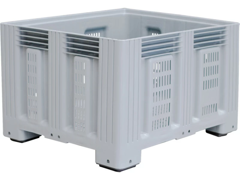 Контейнер 1200х1000х758 перфорированный, на ножках серый купить в Сургуте Контейнер 1200х1000х758 перфорированный, на ножках серый купить в Сургуте