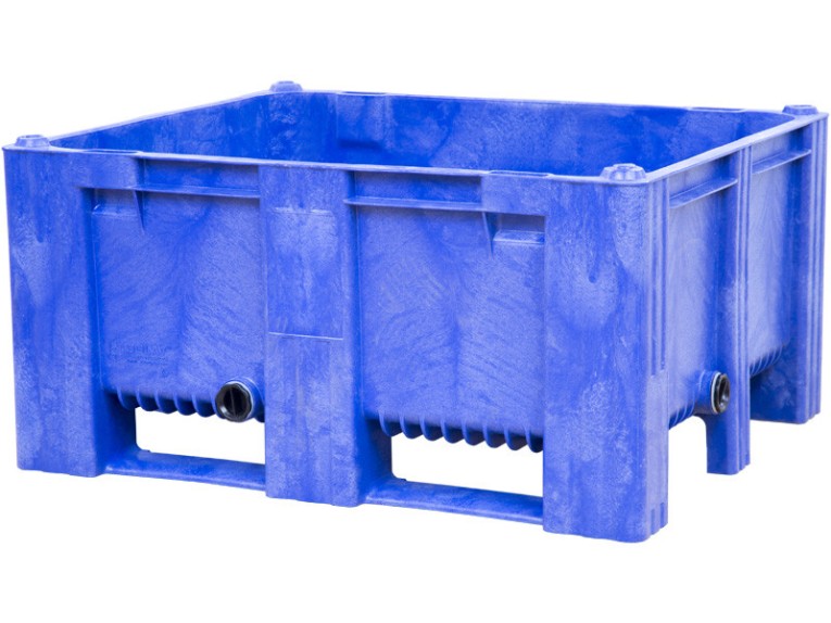 BoxPallet 1200х1000х580 мм сплошной на 2-х полозьях синий с 2 СП2 купить в Сургуте