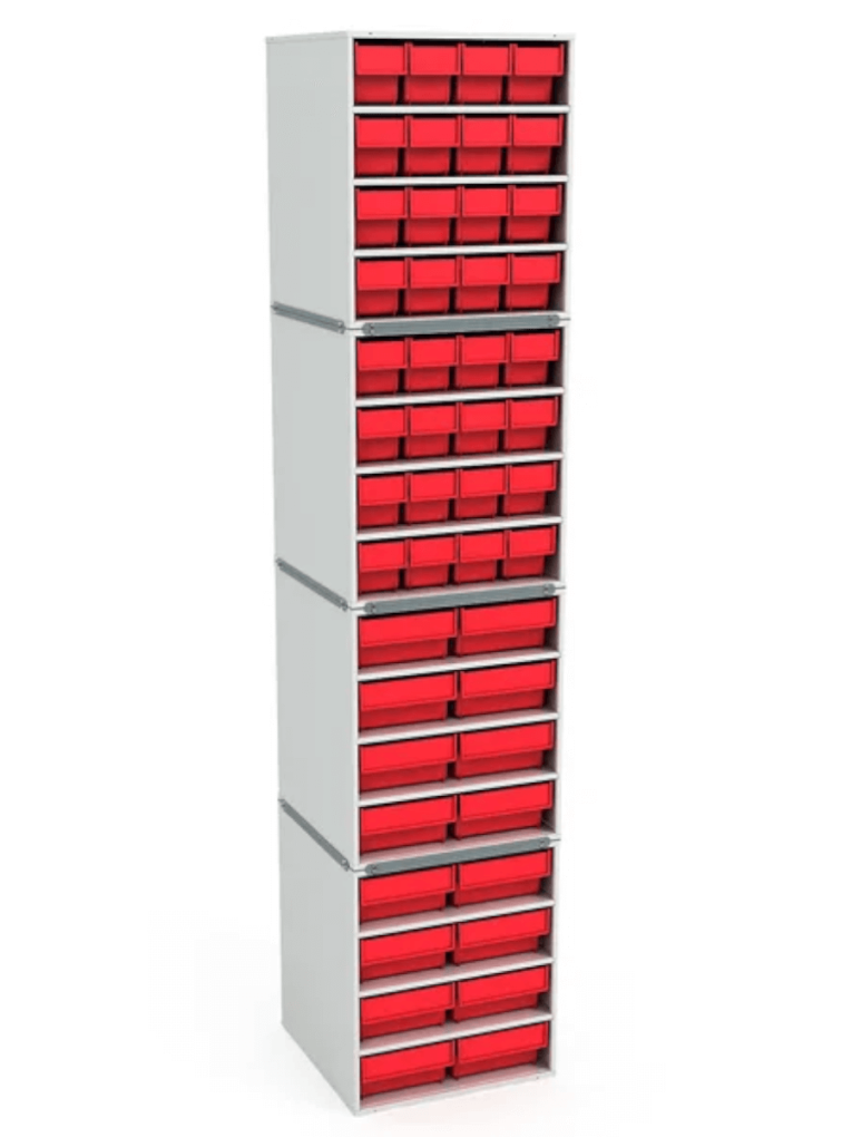 .Стационарная кассетница ДиКом (на 4 яруса) с красными ящиками купить в Сургуте .Стационарная кассетница ДиКом (на 4 яруса) с красными ящиками купить в Сургуте