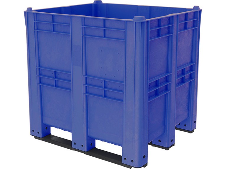 BoxPallet 1300х1150х1250 сплошной, на 3 полозьях синий купить в Сургуте
