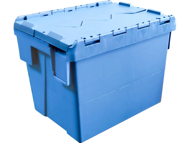 Ящик 400х300х306 сплошной, с крышкой синий купить в Сургуте Ящик 400х300х306 сплошной, с крышкой синий купить в Сургуте
