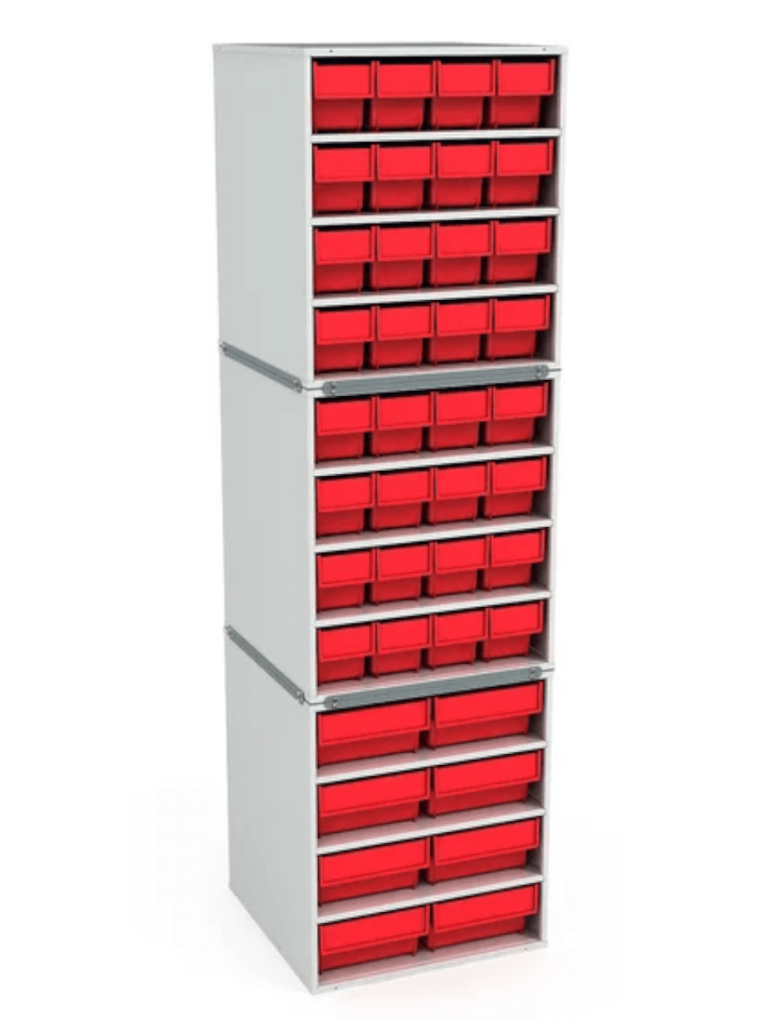 Стационарная кассетница ДиКом (на 3 яруса) с красными ящиками купить в Сургуте Стационарная кассетница ДиКом (на 3 яруса) с красными ящиками купить в Сургуте