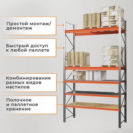 Стеллаж паллетный СПЛ 2000х1800х1100 1 ярус (1300/9700) купить в Сургуте