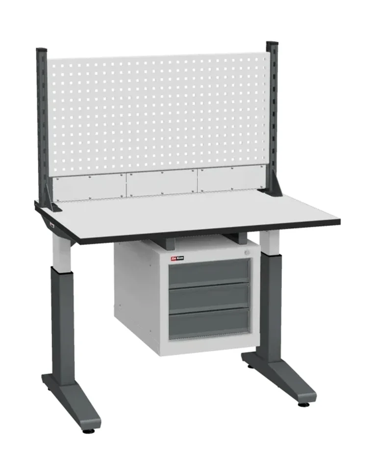 Стол монтажный ДиКом СР-100-01, ESD Thermopal, регулировка ручным приводом, экран Э1, с подвесной тумбой купить в Сургуте Стол монтажный ДиКом СР-100-01, ESD Thermopal, регулировка ручным приводом, экран Э1, с подвесной тумбой купить в Сургуте