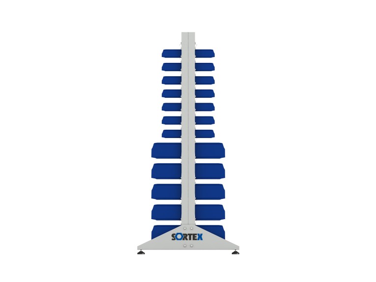 Стеллаж для пластиковых лотков SORTEX двухсторонний 1800x1000x800.04 купить в Сургуте Стеллаж для пластиковых лотков SORTEX двухсторонний 1800x1000x800.04 купить в Сургуте