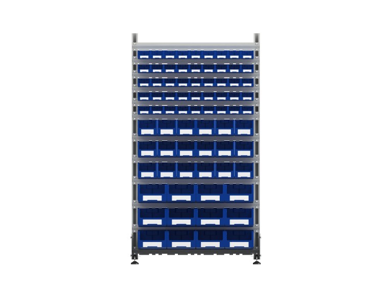 Стеллаж для пластиковых лотков SORTEX двухсторонний 1800x1000x800.06 купить в Сургуте Стеллаж для пластиковых лотков SORTEX двухсторонний 1800x1000x800.06 купить в Сургуте