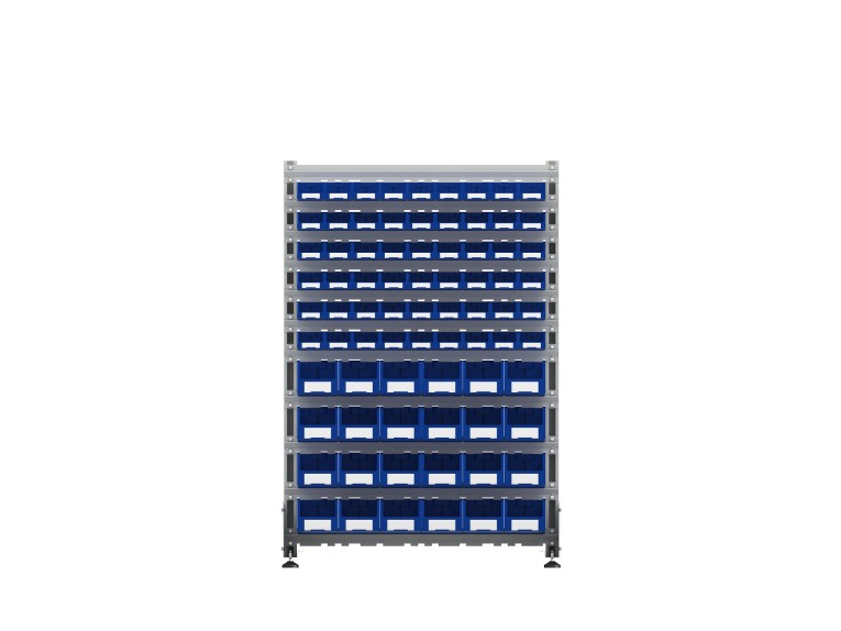 Стеллаж для пластиковых лотков SORTEX односторонний 1500x1000x450.04 купить в Сургуте Стеллаж для пластиковых лотков SORTEX односторонний 1500x1000x450.04 купить в Сургуте