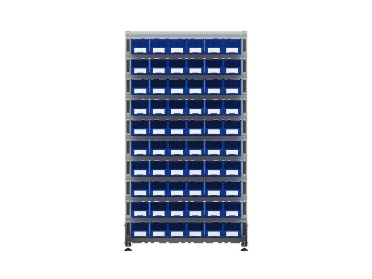 Стеллаж для пластиковых лотков SORTEX односторонний 1800x1000x450.02 купить в Сургуте Стеллаж для пластиковых лотков SORTEX односторонний 1800x1000x450.02 купить в Сургуте