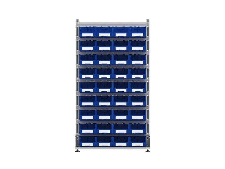 Стеллаж для пластиковых лотков SORTEX односторонний 1800x1000x450.03 купить в Сургуте Стеллаж для пластиковых лотков SORTEX односторонний 1800x1000x450.03 купить в Сургуте