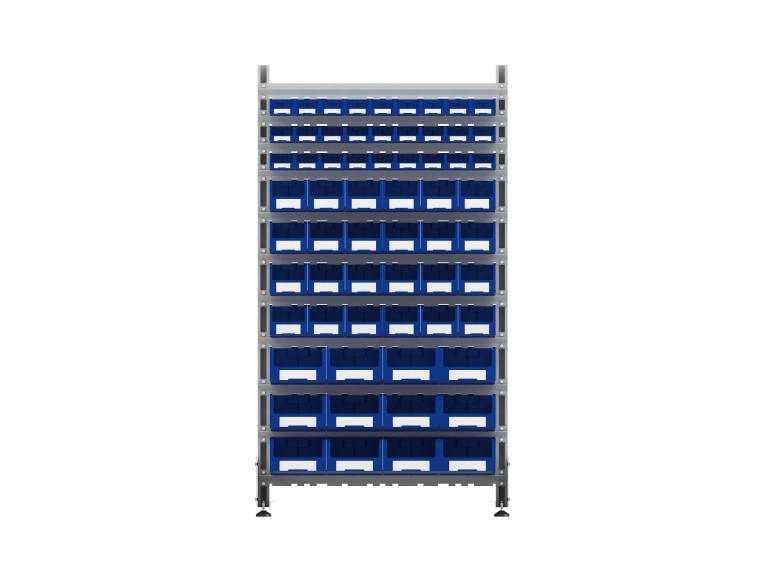 Стеллаж для пластиковых лотков SORTEX односторонний 1800x1000x450.05 купить в Сургуте Стеллаж для пластиковых лотков SORTEX односторонний 1800x1000x450.05 купить в Сургуте