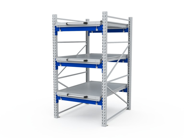 Стеллаж с выкатными платформами S-HEAVY 1000/900 (3 яруса хранения) купить в Сургуте
