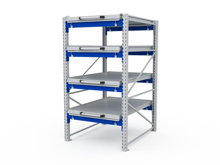 Стеллаж с выкатными платформами S-HEAVY 1000/900 (4 яруса хранения) купить в Сургуте