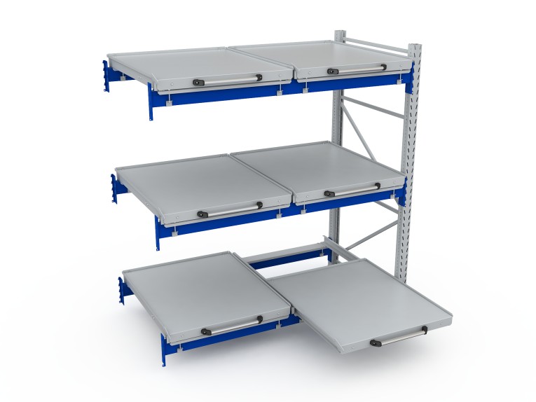 Стеллаж с выкатными платформами S-HEAVY 500 (3 яруса хранения) купить в Сургуте