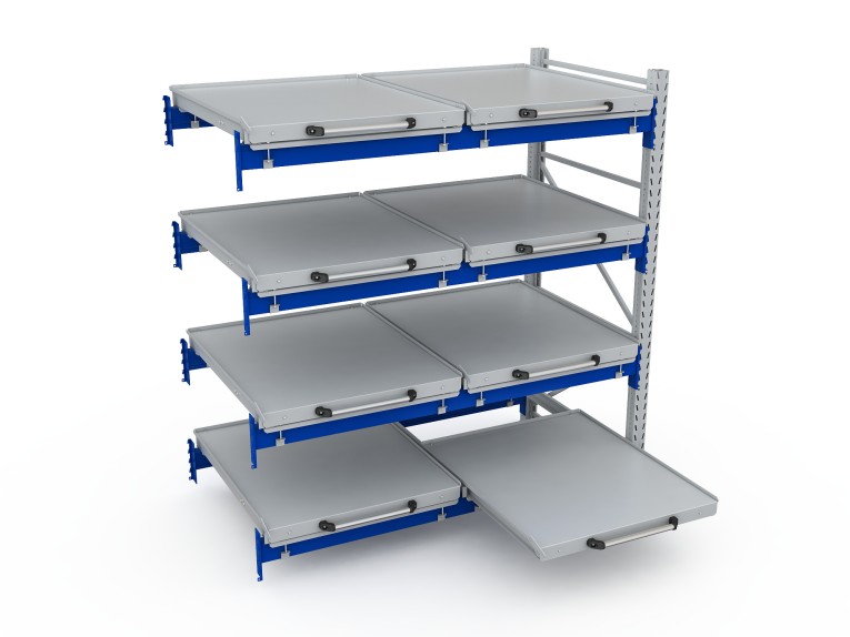 Стеллаж с выкатными платформами S-HEAVY 500 (4 яруса хранения) купить в Сургуте
